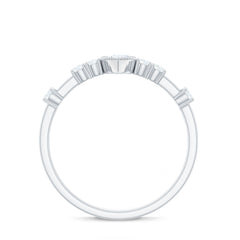 Marquise Cut Moissanite Beaded Solitaire Ring