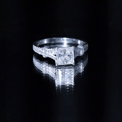 Princess Cut Moissanite Solitaire Engagement Ring in Split Shank