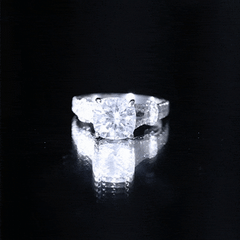 Cushion Cut Moissanite Solitaire Engagement Ring with Split Shank