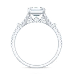 7x9 MM Emerald Cut Moissanite Split Shank Engagement Ring for Women