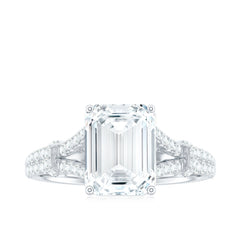 7x9 MM Emerald Cut Moissanite Split Shank Engagement Ring for Women