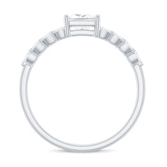 Certified Princess Cut Moissanite Split Shank Engagement Ring