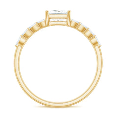 Certified Princess Cut Moissanite Split Shank Engagement Ring