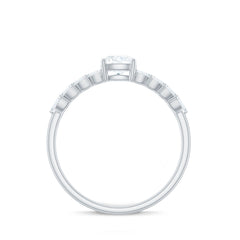 Cushion Cut Moissanite Solitaire Engagement Ring with Side Stones
