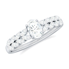 4x6mm Oval Cut Certified Moissanite Engagement Split Shank Ring