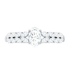 4x6mm Oval Cut Certified Moissanite Engagement Split Shank Ring