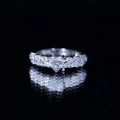 Heart Shape Moissanite Engagement Ring with Side Stones