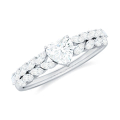Heart Shape Moissanite Engagement Ring with Side Stones