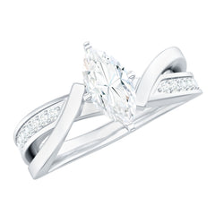 Certified Moissanite Marquise Cut Engagement Ring For Women