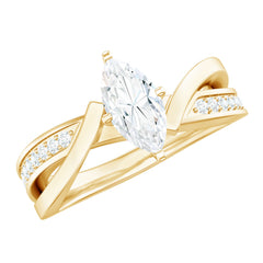 Certified Moissanite Marquise Cut Engagement Ring For Women