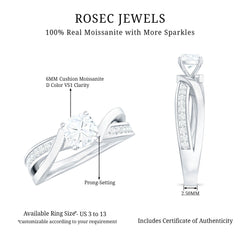 Cushion Cut Solitaire Moissanite Infinity Engagement Ring