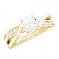 Cushion Cut Solitaire Moissanite Infinity Engagement Ring