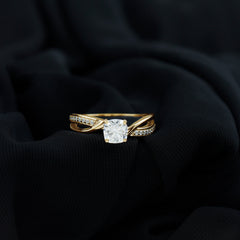 Cushion Cut Solitaire Moissanite Infinity Engagement Ring