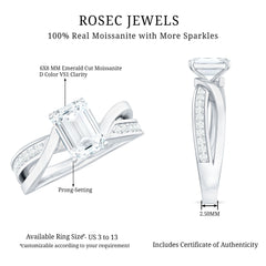 6X8mm Emerald Cut Moissanite Infinity Engagement Ring