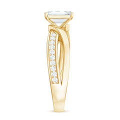 6X8mm Emerald Cut Moissanite Infinity Engagement Ring