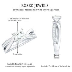 5mm Princess Cut Moissanite Solitaire Infinity Engagement Ring
