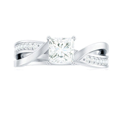 5mm Princess Cut Moissanite Solitaire Infinity Engagement Ring