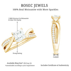 5mm Princess Cut Moissanite Solitaire Infinity Engagement Ring