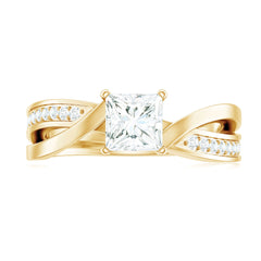 5mm Princess Cut Moissanite Solitaire Infinity Engagement Ring