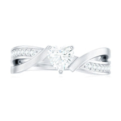 Certified Heart Moissanite Solitaire Engagement Ring