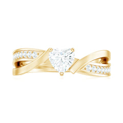 Certified Heart Moissanite Solitaire Engagement Ring