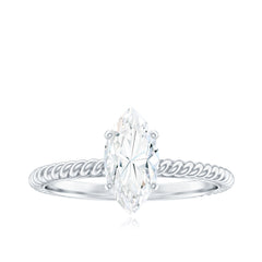 5X10mm Marquise Cut Moissanite Solitaire Engagement Ring with Twisted Rope Shank