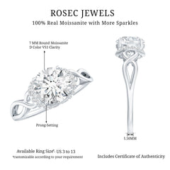 Round Cut Moissanite Infinity Engagement Ring