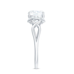 3.25ct Cushion Cut Moissanite Solitaire Engagement Ring with Infinity Shank