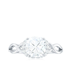 3.25ct Cushion Cut Moissanite Solitaire Engagement Ring with Infinity Shank