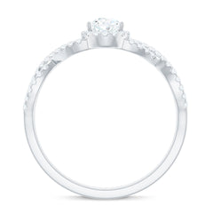 Pear Shaped Moissanite Crossover Engagement Ring with Halo