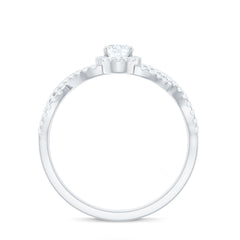 Certified Oval Cut Moissanite Halo Engagement Ring with Crossover Shank
