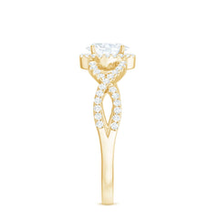 Certified Oval Cut Moissanite Halo Engagement Ring with Crossover Shank