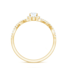 Certified Oval Cut Moissanite Halo Engagement Ring with Crossover Shank