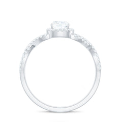 6mm Cushion Cut Moissanite Halo Engagement Ring with Crossover Shank