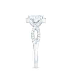 Womens Moissanite Marquise Cut Engagement Ring with Crossover Shank