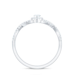 Womens Moissanite Marquise Cut Engagement Ring with Crossover Shank