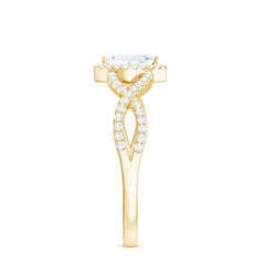 Womens Moissanite Marquise Cut Engagement Ring with Crossover Shank