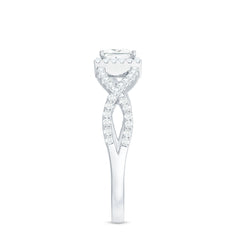 Moissanite 4mm Square Cut Engagement Ring with Crossover Shank