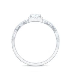 Moissanite 4mm Square Cut Engagement Ring with Crossover Shank