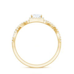 Moissanite 4mm Square Cut Engagement Ring with Crossover Shank