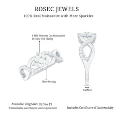 Princess Cut Moissanite Infinity Engagement Ring for Her