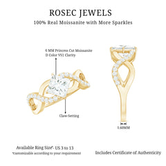 Princess Cut Moissanite Infinity Engagement Ring for Her