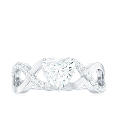 Heart Shape Certified Moissanite Infinity Style Engagement Ring