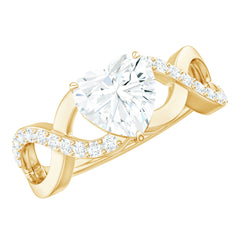 Heart Shape Certified Moissanite Infinity Style Engagement Ring