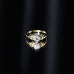 Bezel Set Moissanite Promise Ring with Celtic Knot Details