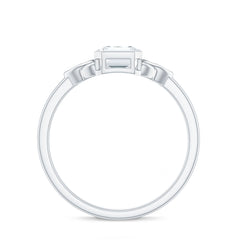 Emerald Cut Moissanite Solitaire Celtic Engagement Ring