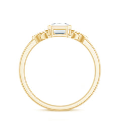 Emerald Cut Moissanite Solitaire Celtic Engagement Ring