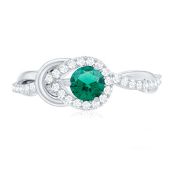 Lab Created Emerald Infinity Promise Ring With Diamond
