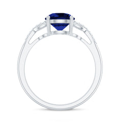 Certified 2.7 Carat Lab Grown Blue Sapphire Diamond Engagement Ring for Women