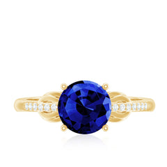 Certified 2.7 Carat Lab Grown Blue Sapphire Diamond Engagement Ring for Women